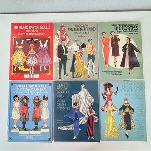 Lot of 6 Paper Doll Books Tom Tierney in Full Color Uncut